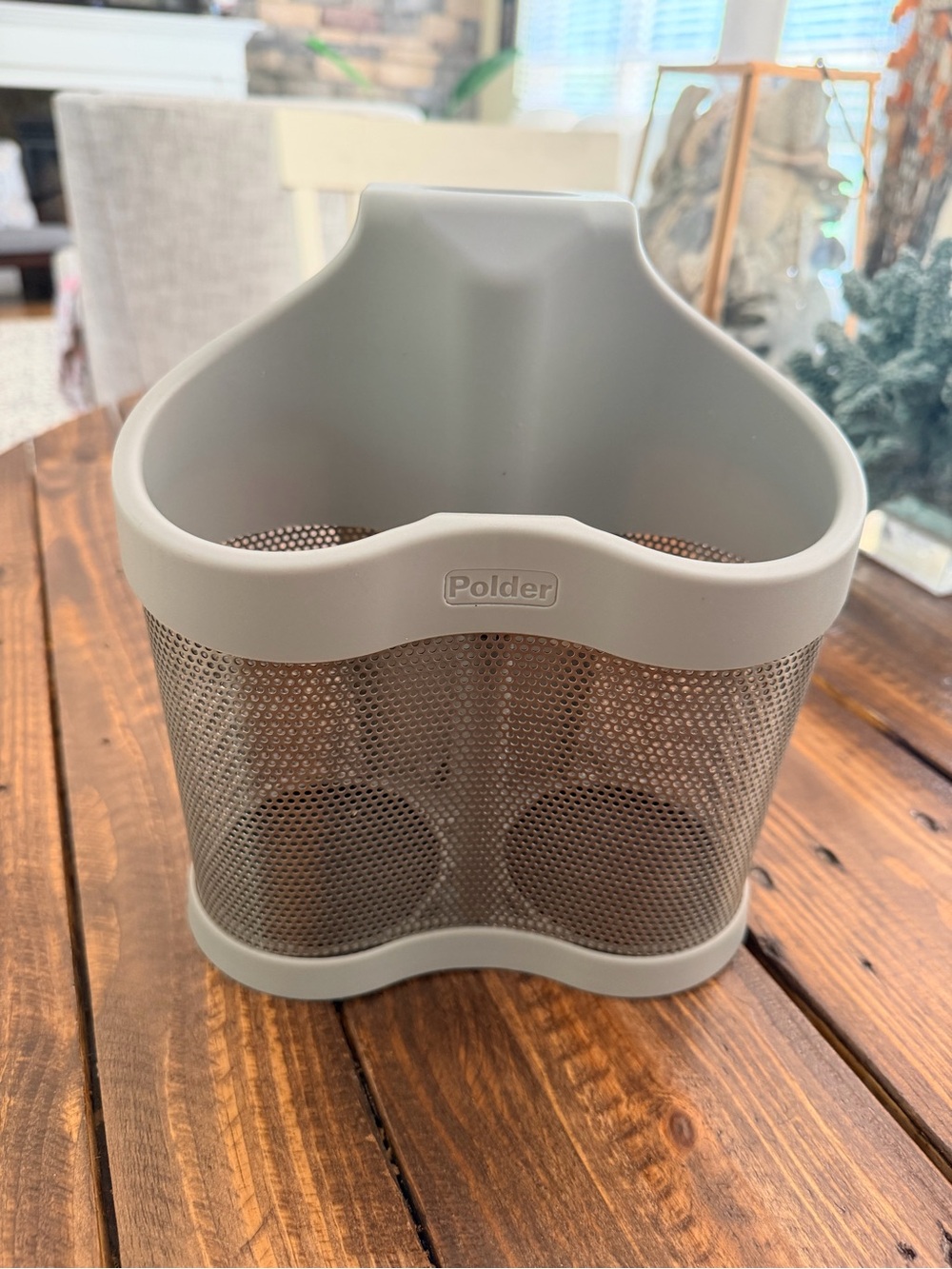 Polder Light Gray Silicone Rim Mesh Utensil Organizer Hair Curler, Dryer, Brush